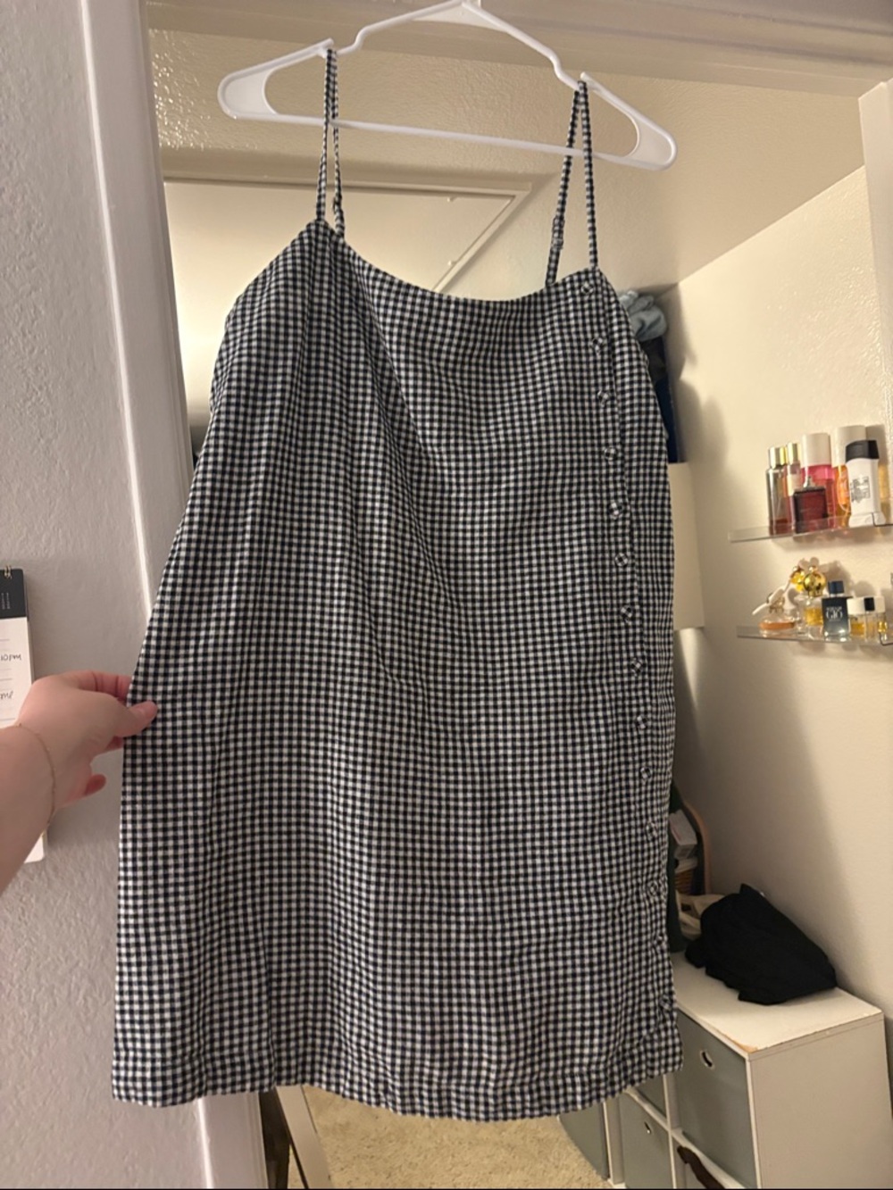 Black and White Gingham Slip Dress